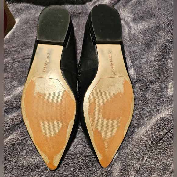Tahari Black Leather Studded Flats - Picture 2 of 2